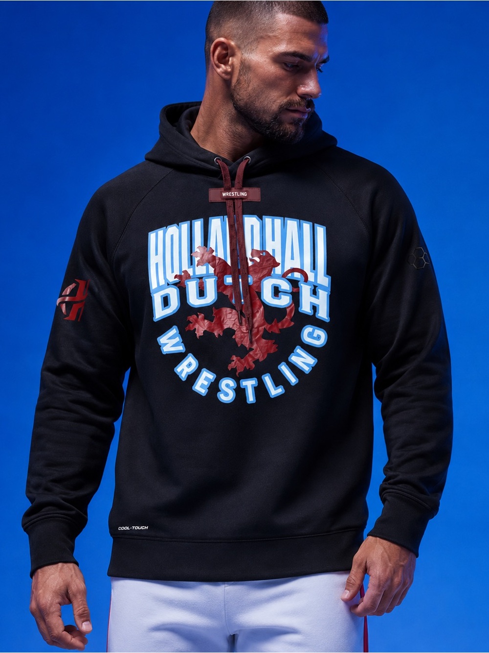 RUDIS COOL-TOUGH LG Black Hoodie with Light Blue and Red Chest Graphic